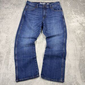 WRANGLER Retro Relaxed Boot Cut Jeans Mens Western Denim Whiskering Medium Wash